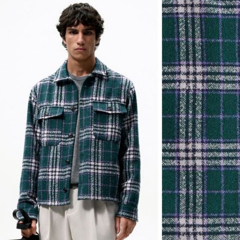 Zara Man Checked Relaxed Fit Overshirt Shacket Extra Large